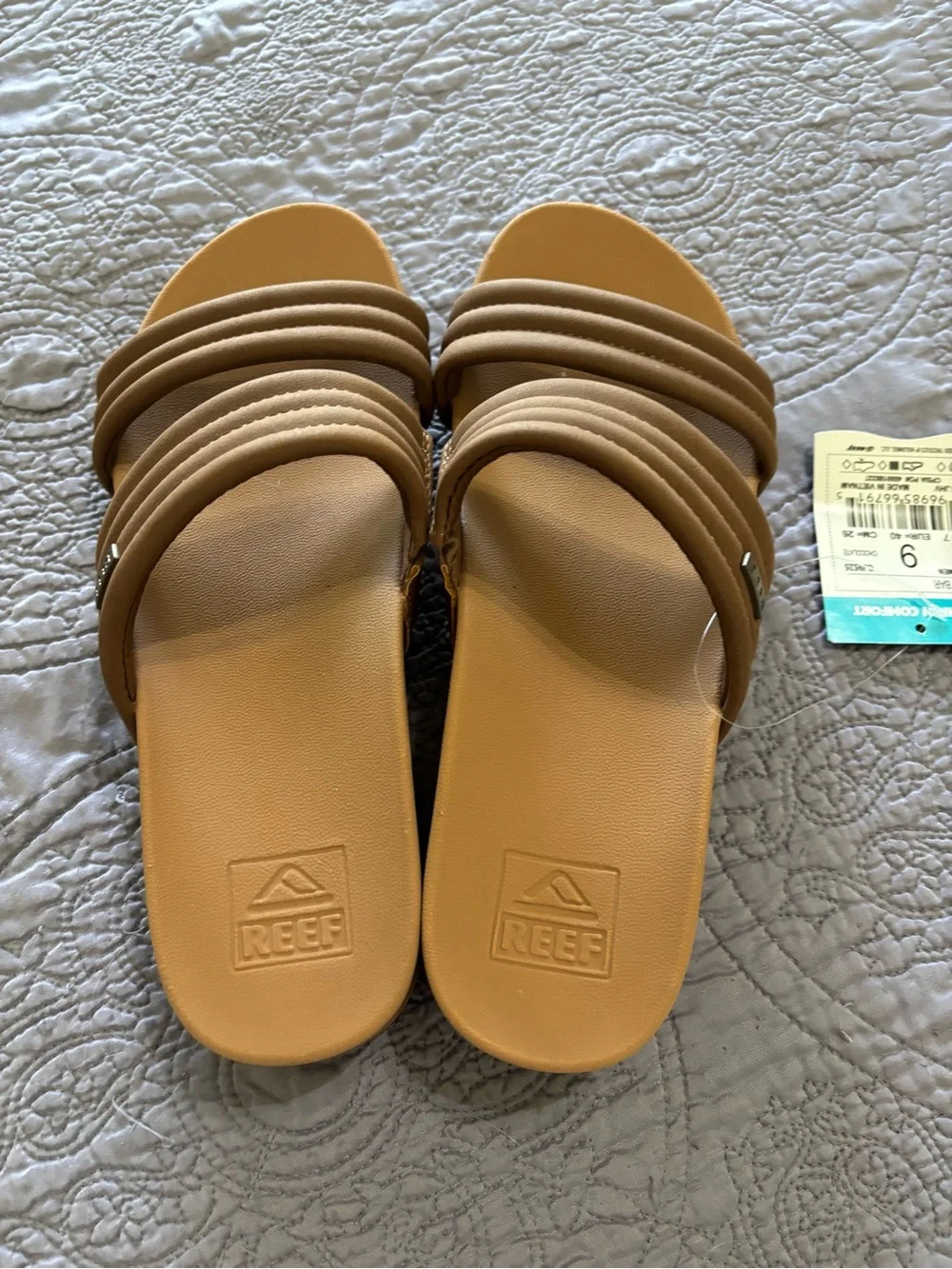 Reef Women’s Tan Double-Strap Slide Sandals